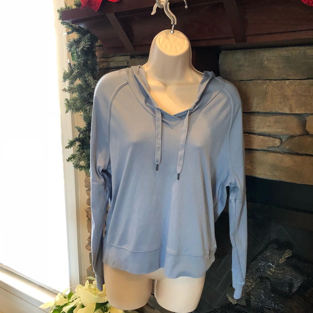 Calvin Klein crop top light blue athletic hooded